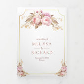 Dreamy Soft Pink Floral Gold Alle in einer Hochzei Dreifach Gefaltete Einladung (Cover)
