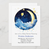 Dreamy Space Blissful Boy Baby Dusche Einladung (Vorne/Hinten)