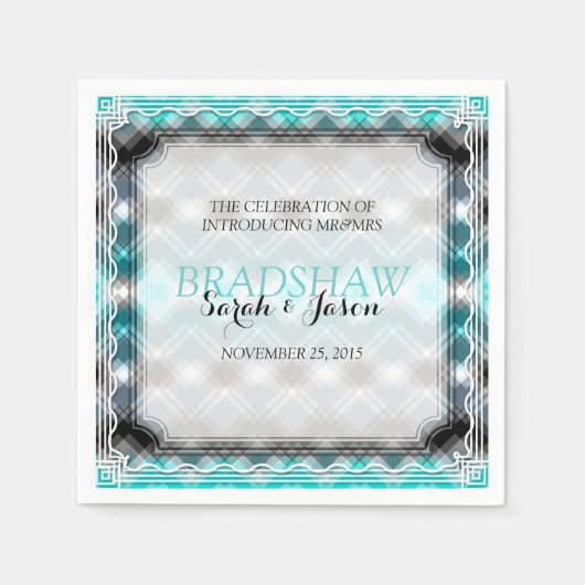 Dreamy Sparkle Aqua Blue Wedding Paper Napkins Serviette (Vorderseite)