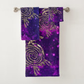 Dreamy Spiral Gold Shimmery Sea Turtles Badhandtuch Set (Insitu)