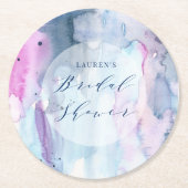 Dreamy Spring Watercolor Bridal Shower Coasters Runder Pappuntersetzer (Vorderseite)