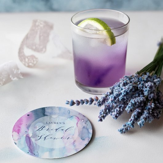 Dreamy Spring Watercolor Bridal Shower Coasters Runder Pappuntersetzer