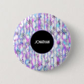 Dreamy Starburst Waves Pattern Personalized Button (Vorderseite)