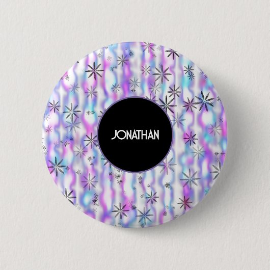 Dreamy Starburst Waves Pattern Personalized Button (Vorderseite)