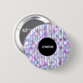 Dreamy Starburst Waves Pattern Personalized Button (Vorne & Hinten)