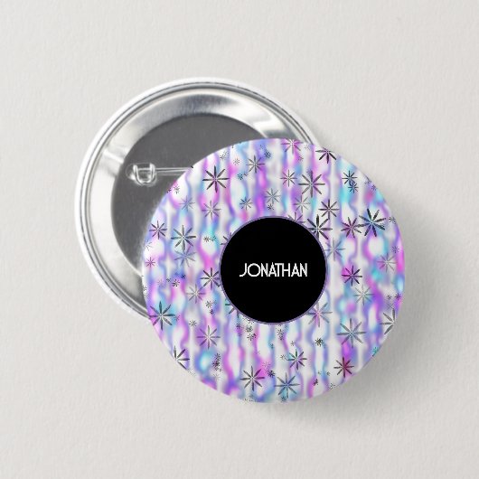 Dreamy Starburst Waves Pattern Personalized Button (Vorne & Hinten)