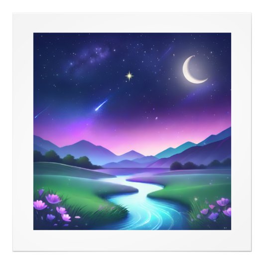 Dreamy Starlight River Landscape Serenity Fotodruck (Vorne)