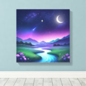 Dreamy Starlight River Landscape Serenity Leinwanddruck (Insitu (Holzboden))