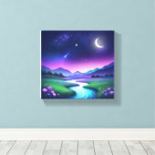 Dreamy Starlight River Landscape Serenity Leinwanddruck (Insitu (Holzboden))