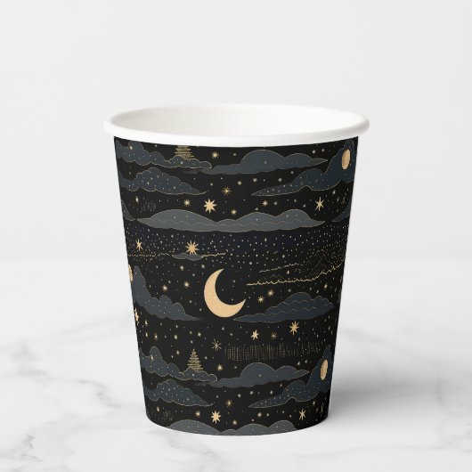 Dreamy Starry Night Sky Paper Cup Pappbecher (Rückseite)