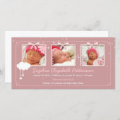 Dreamy Stars Drei-Foto-Geburtstagskündigung von Ba Ankündigung (Vorne/Hinten)