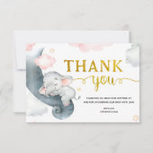 Dreamy Stars Elephant Girl Danke-Card Dankeskarte (Vorderseite)