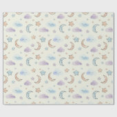 Dreamy Stars, Moons, and Fluffy Clouds Geschenkpapier (Flach)