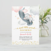 Dreamy Stars Pink Elephant Baby Dusche Einladung (Stehend Vorderseite)