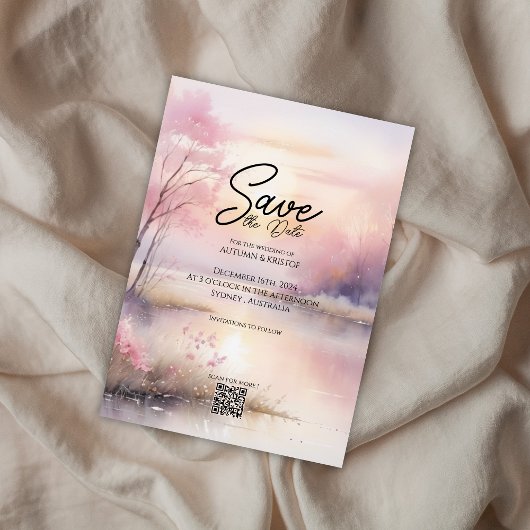 Dreamy Summer Beach Palm Tree Save the Date Einladung