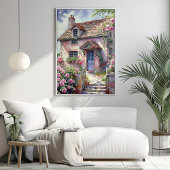 Dreamy Summer Village mit Rose Poster