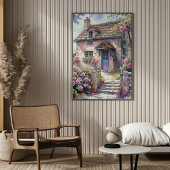 Dreamy Summer Village mit Rose Poster