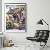 Dreamy Summer Village mit Rose Poster