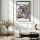 Dreamy Summer Village mit Rose Poster