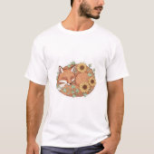 Dreamy Sunflower Sleeping Fox T-Shirt (Vorderseite)