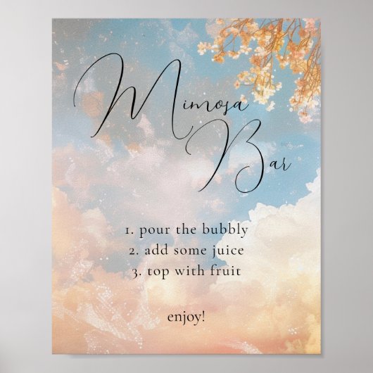 Dreamy Sunset Cloud 9 Mimosa Bar Sign Poster (Vorne)