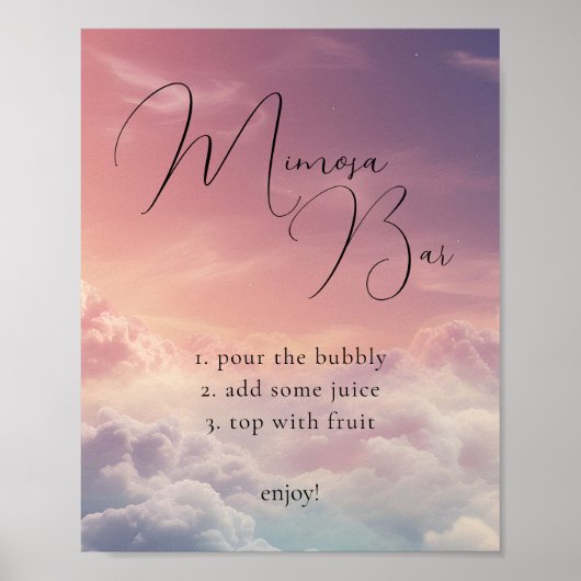 Dreamy Sunset Cloud 9 Mimosa Bar Sign Poster (Vorne)