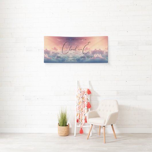 Dreamy Sunset Cloud Nine Brautparty Willkommen Banner (Insitu)