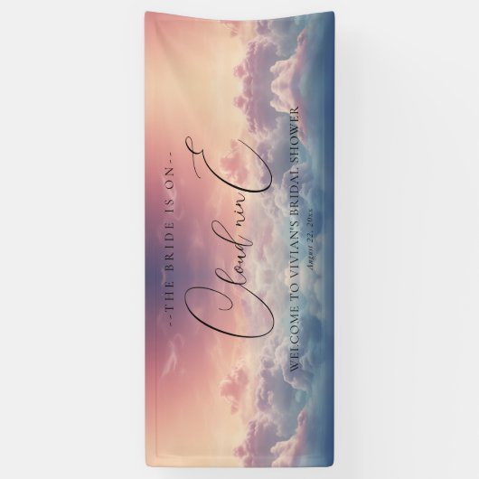 Dreamy Sunset Cloud Nine Brautparty Willkommen Banner (Vertikal)