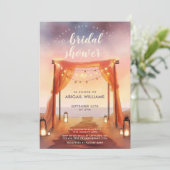 Dreamy Sunset Lantern Draped Arch Brautparty Einladung (Stehend Vorderseite)