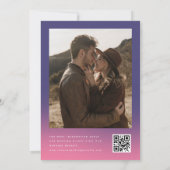 Dreamy Sunset Sky & Neon Foto QR Code Wedding Save The Date (Rückseite)