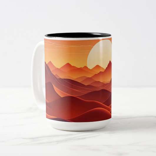 Dreamy Sunset Wave Horizon Tasse (Vorderseite Links)