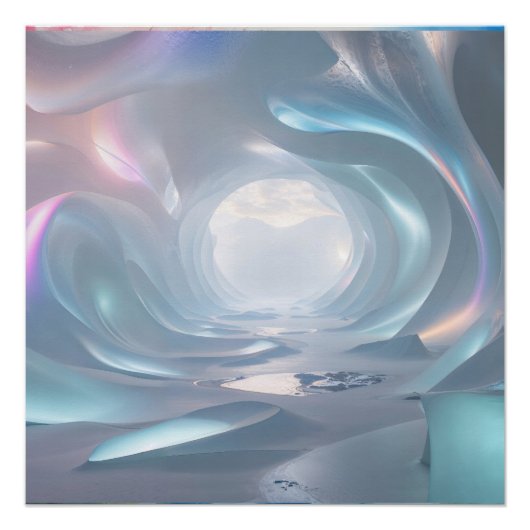 Dreamy Surreal Ice Tunnel Futuristic Fantasy Lands Poster (Vorderseite)