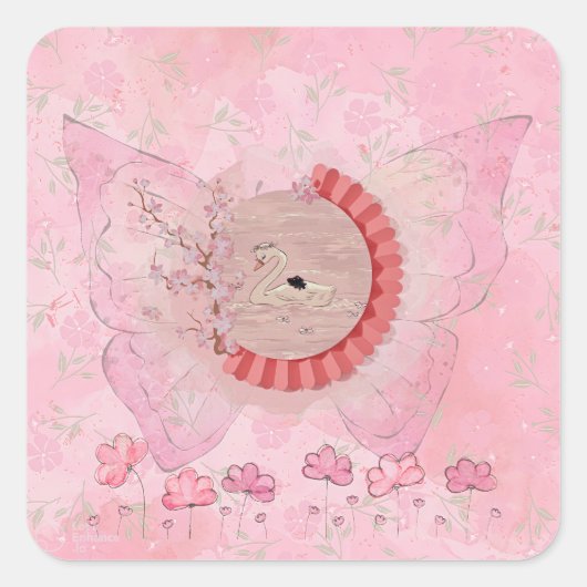 Dreamy Swan Sticker (Vorderseite)