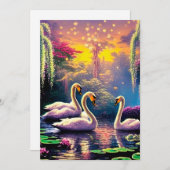 Dreamy Swans Feiertagskarte (Vorne/Hinten)