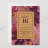 Dreamy Sweet 16 Burgundy Blush Boho Invitation Einladung (Vorderseite)