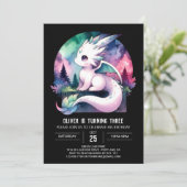 Dreamy Sweet Dragon Birthday Einladung (Stehend Vorderseite)