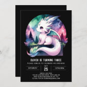 Dreamy Sweet Dragon Birthday Einladung (Vorne/Hinten)