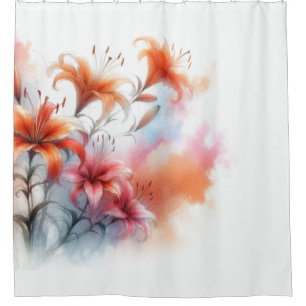 Dreamy Tiger Lily Watercolor Duschvorhang