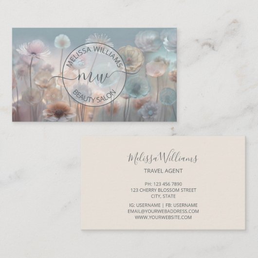 Dreamy Transparente Blume Logo Visitenkarte (Vorne/Hinten)