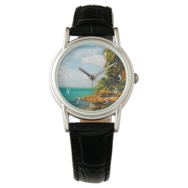 Dreamy Tropical Beach Armbanduhr (Vorderseite)