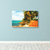 Dreamy Tropical Beach mit Rowboat Leinwanddruck (Insitu (Holzboden))