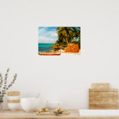 Dreamy Tropical Beach mit Rowboat Poster (Küche)