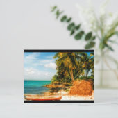 Dreamy Tropical Beach mit Rowboat Postkarte (Stehend Vorderseite)