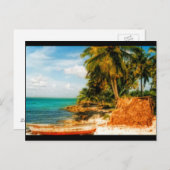 Dreamy Tropical Beach mit Rowboat Postkarte (Vorne/Hinten)