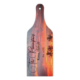 Dreamy Tropical Sunset Family Name Schneidebrett