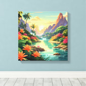 Dreamy Tropical Sunset Leinwanddruck (Insitu (Holzboden))