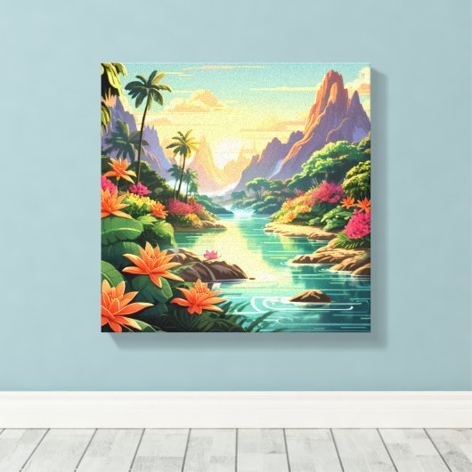 Dreamy Tropical Sunset Leinwanddruck (Insitu (Holzboden))