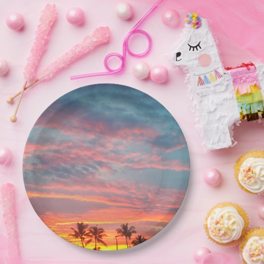 Dreamy Tropical Sunset Pappteller (Party)