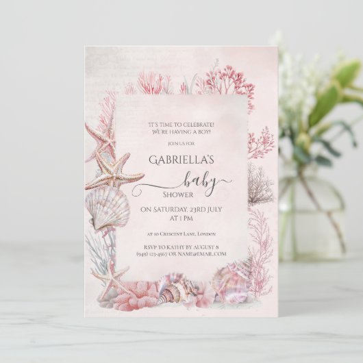 Dreamy under Sea Baby Shower Einladung (Stehend Vorderseite)