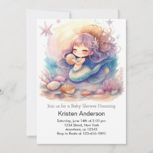 Dreamy Under Sea Mermaid Baby Shower Einladung